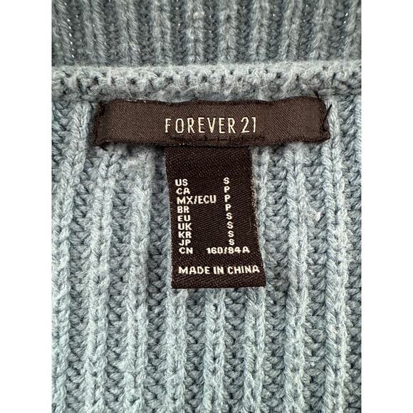 Women’s Forever 21 Teal Knit Cardigan | Chunky Ribbed Button Front Sweater Sz S - Picture 2 of 4